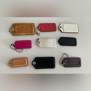 Coach vintage Brown Pink Leather Keychain Tags bag charm FOB